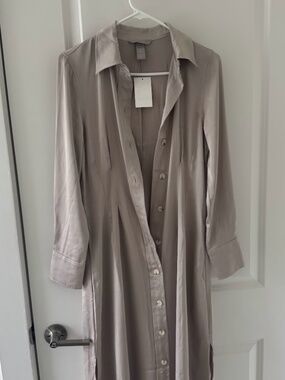 Tan Button-Down Dress